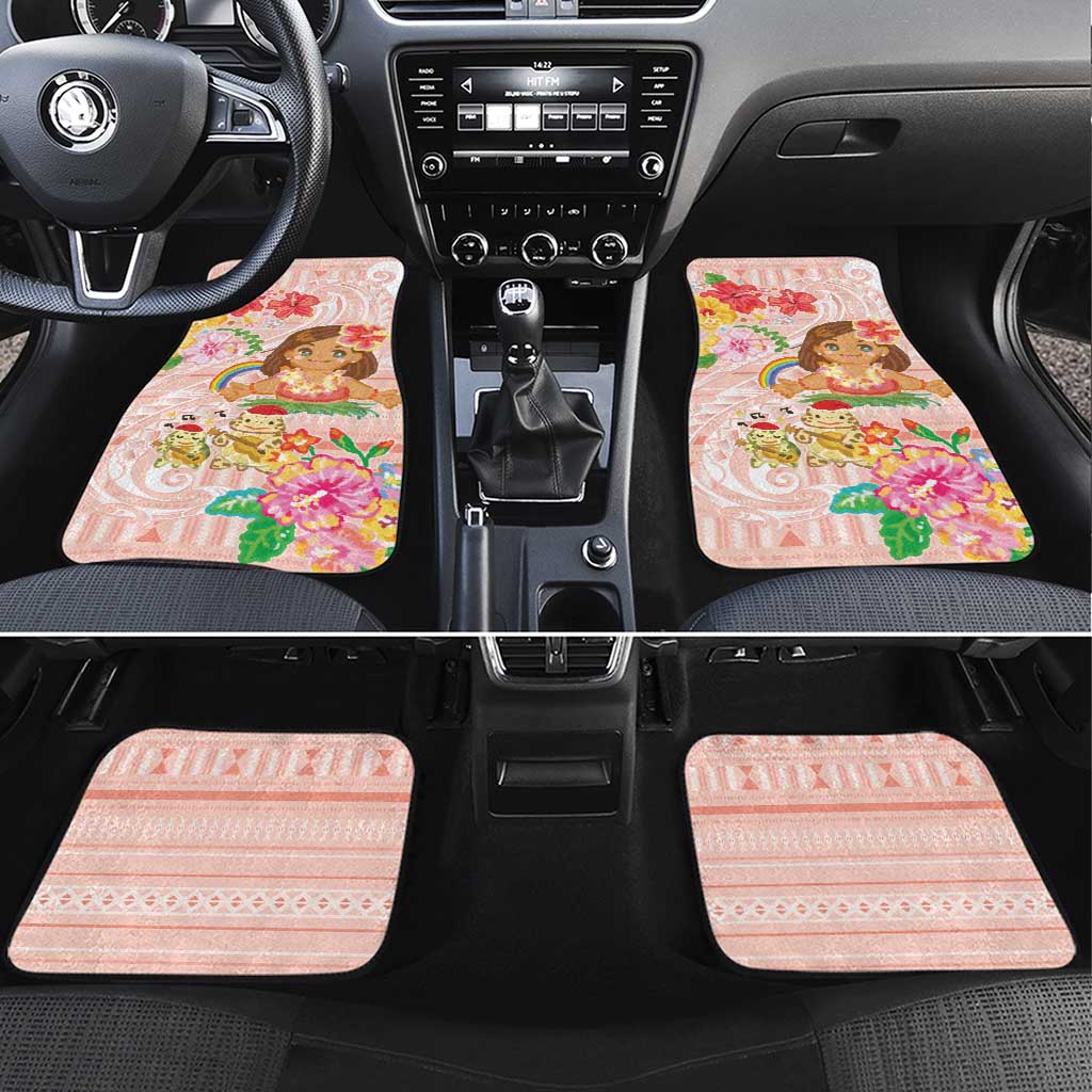 Aloha Hawaii Car Mats Kawaii Mele Kalikimaka - Pastel Fever LT7 Set 4pcs Peach - Polynesian Pride
