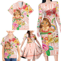 Aloha Hawaii Family Matching Long Sleeve Bodycon Dress and Hawaiian Shirt Kawaii Mele Kalikimaka - Pastel Fever LT7 - Polynesian Pride