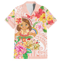 Aloha Hawaii Family Matching Long Sleeve Bodycon Dress and Hawaiian Shirt Kawaii Mele Kalikimaka - Pastel Fever LT7 Dad's Shirt - Short Sleeve Peach - Polynesian Pride