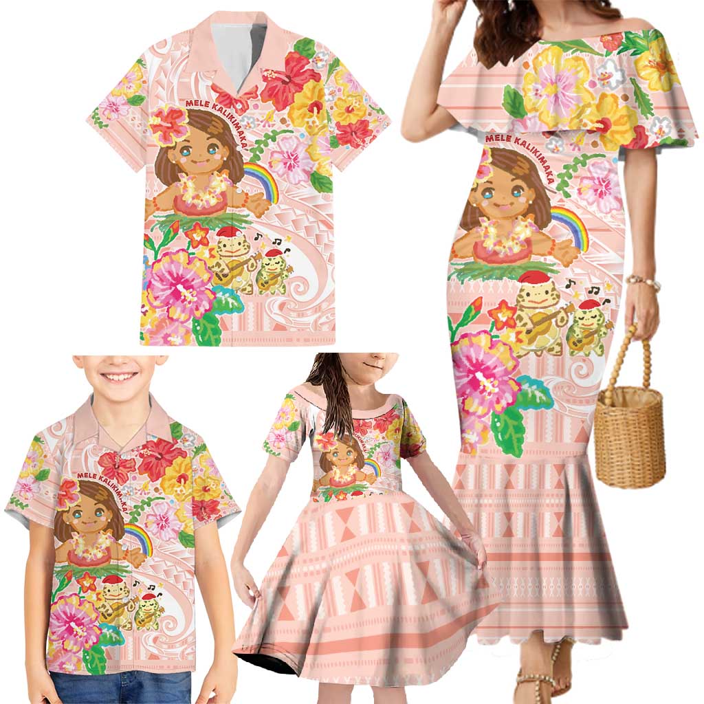 Aloha Hawaii Family Matching Mermaid Dress and Hawaiian Shirt Kawaii Mele Kalikimaka - Pastel Fever LT7 - Polynesian Pride