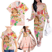 Aloha Hawaii Family Matching Off The Shoulder Long Sleeve Dress and Hawaiian Shirt Kawaii Mele Kalikimaka - Pastel Fever LT7 - Polynesian Pride