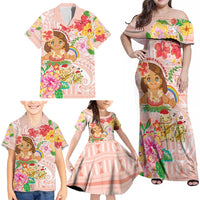 Aloha Hawaii Family Matching Off Shoulder Maxi Dress and Hawaiian Shirt Kawaii Mele Kalikimaka - Pastel Fever LT7 - Polynesian Pride