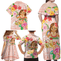Aloha Hawaii Family Matching Off Shoulder Maxi Dress and Hawaiian Shirt Kawaii Mele Kalikimaka - Pastel Fever LT7 - Polynesian Pride