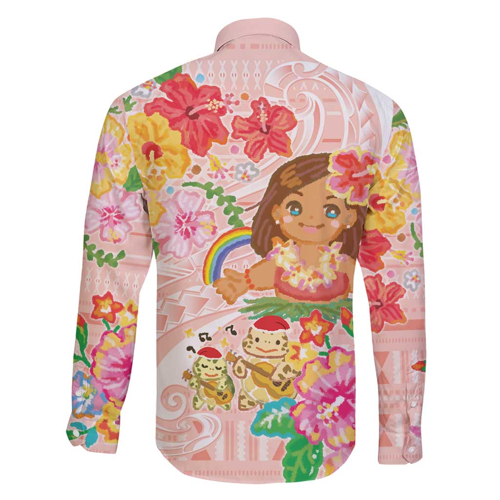 Aloha Hawaii Family Matching Off Shoulder Maxi Dress and Hawaiian Shirt Kawaii Mele Kalikimaka - Pastel Fever LT7 - Polynesian Pride