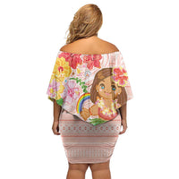 Aloha Hawaii Family Matching Off Shoulder Short Dress and Hawaiian Shirt Kawaii Mele Kalikimaka - Pastel Fever LT7 - Polynesian Pride