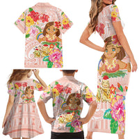 Aloha Hawaii Family Matching Short Sleeve Bodycon Dress and Hawaiian Shirt Kawaii Mele Kalikimaka - Pastel Fever LT7 - Polynesian Pride