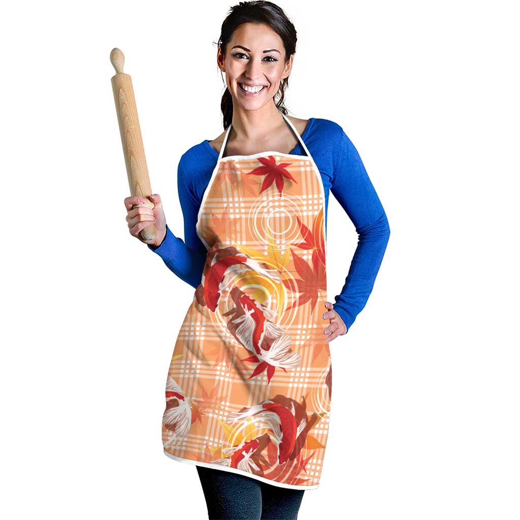 Orange Palaka Hawaii Aloha Apron Koi Pond Mix Japanese Maple - Polynesian Pride