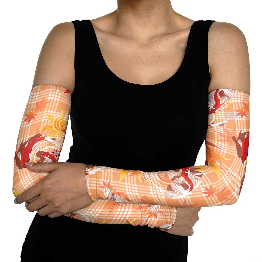 Orange Palaka Hawaii Aloha Arm Sleeves Koi Pond Mix Japanese Maple - Polynesian Pride
