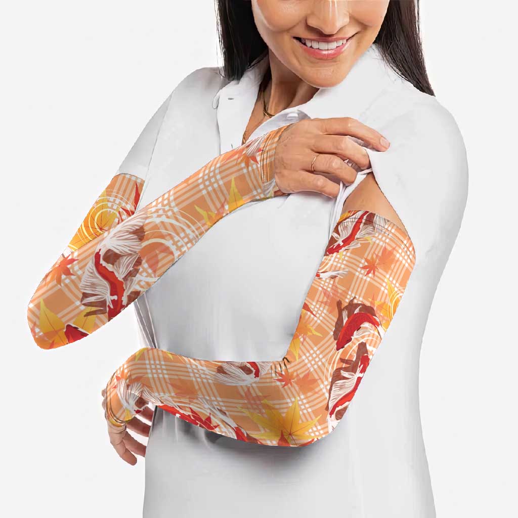 Orange Palaka Hawaii Aloha Arm Sleeves Koi Pond Mix Japanese Maple - Polynesian Pride
