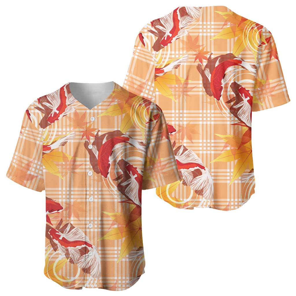 Orange Palaka Hawaii Aloha Baseball Jersey Koi Pond Mix Japanese Maple - Polynesian Pride