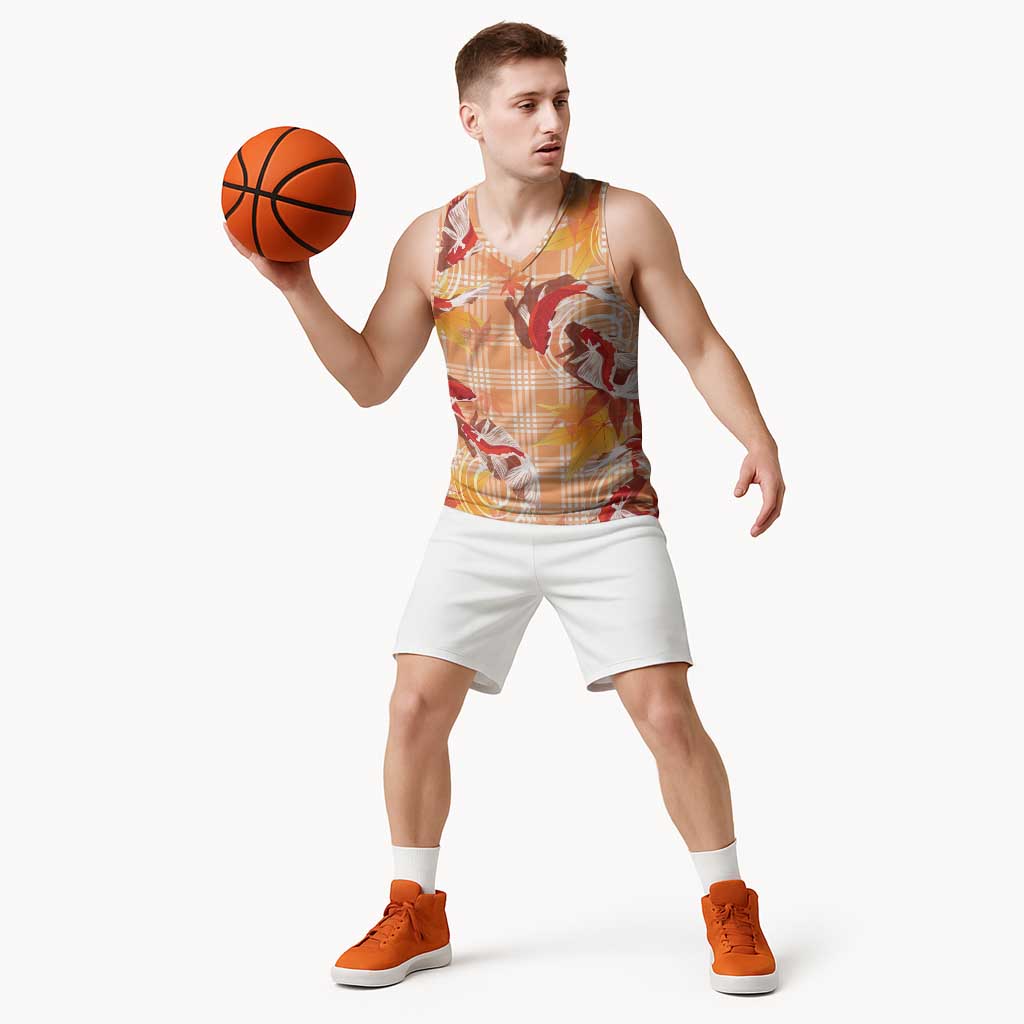 Orange Palaka Hawaii Aloha Basketball Jersey Koi Pond Mix Japanese Maple - Polynesian Pride