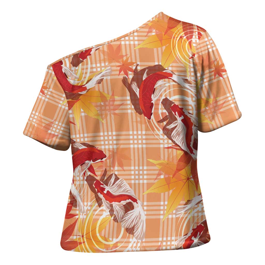 Orange Palaka Hawaii Aloha Cross Shoulder Shirt Koi Pond Mix Japanese Maple - Polynesian Pride