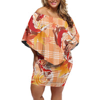 Orange Palaka Hawaii Aloha Family Matching Off Shoulder Short Dress and Hawaiian Shirt Koi Pond Mix Japanese Maple LT7 Orange - Polynesian Pride