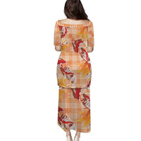 Orange Palaka Hawaii Aloha Family Matching Puletasi and Hawaiian Shirt Koi Pond Mix Japanese Maple - Polynesian Pride