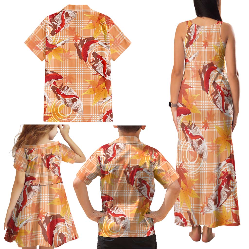 Orange Palaka Hawaii Aloha Family Matching Tank Maxi Dress and Hawaiian Shirt Koi Pond Mix Japanese Maple LT7 - Polynesian Pride
