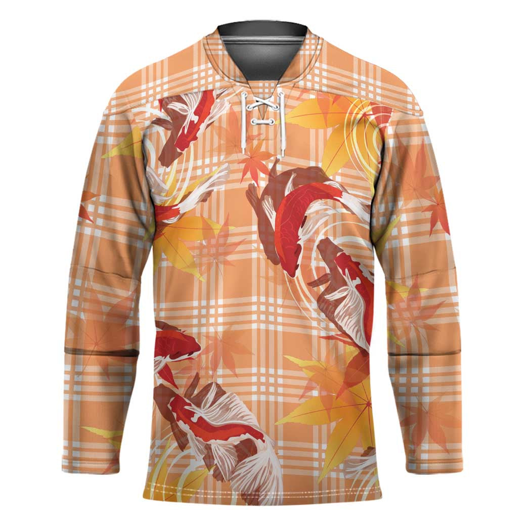 Orange Palaka Hawaii Aloha Hockey Jersey Koi Pond Mix Japanese Maple - Polynesian Pride