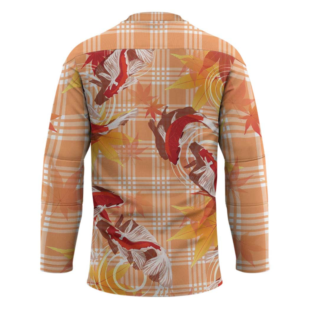 Orange Palaka Hawaii Aloha Hockey Jersey Koi Pond Mix Japanese Maple LT7 - Polynesian Pride