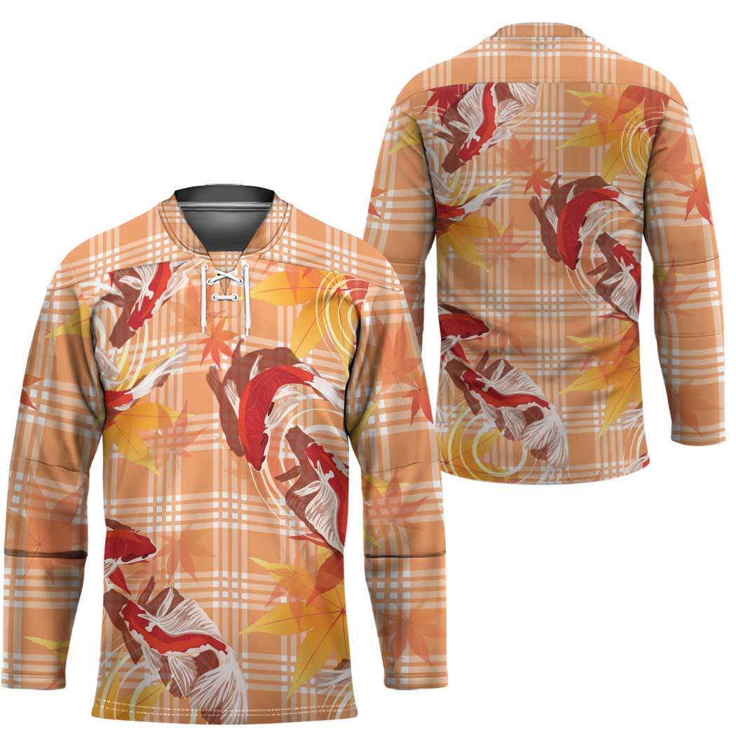 Orange Palaka Hawaii Aloha Hockey Jersey Koi Pond Mix Japanese Maple LT7 - Polynesian Pride