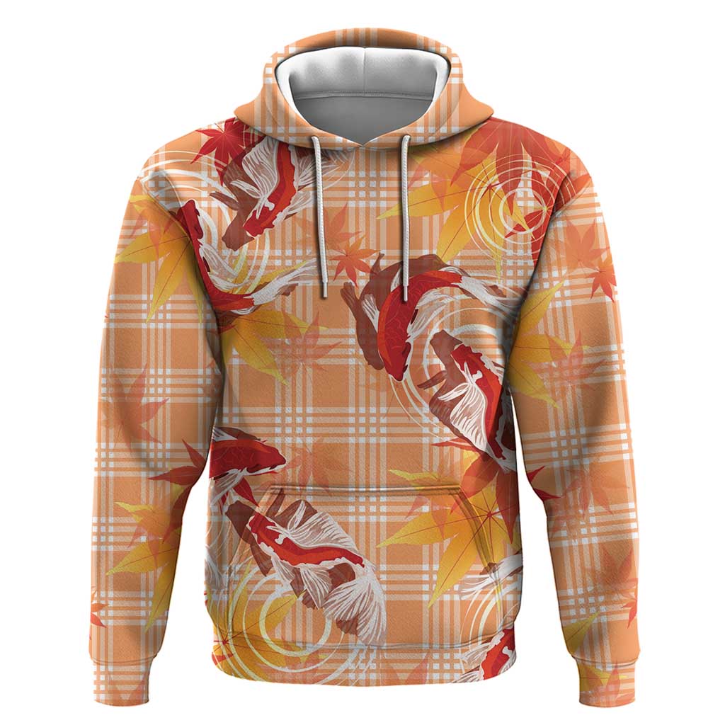 Orange Palaka Hawaii Aloha Hoodie Koi Pond Mix Japanese Maple - Polynesian Pride