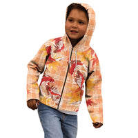 Orange Palaka Hawaii Aloha Kid Hoodie Koi Pond Mix Japanese Maple - Polynesian Pride
