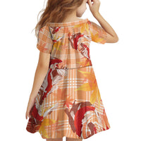 Orange Palaka Hawaii Aloha Kid Short Sleeve Dress Koi Pond Mix Japanese Maple - Polynesian Pride