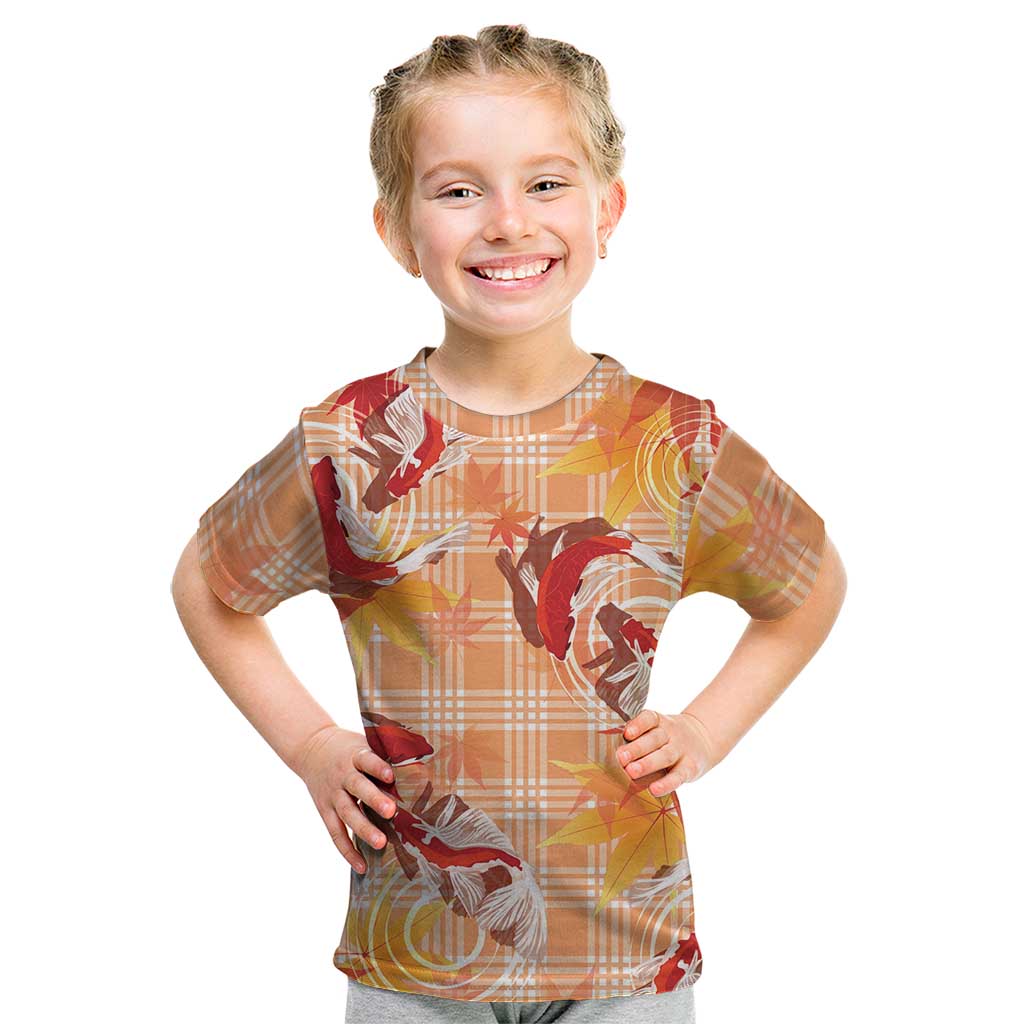 Orange Palaka Hawaii Aloha Kid T Shirt Koi Pond Mix Japanese Maple - Polynesian Pride