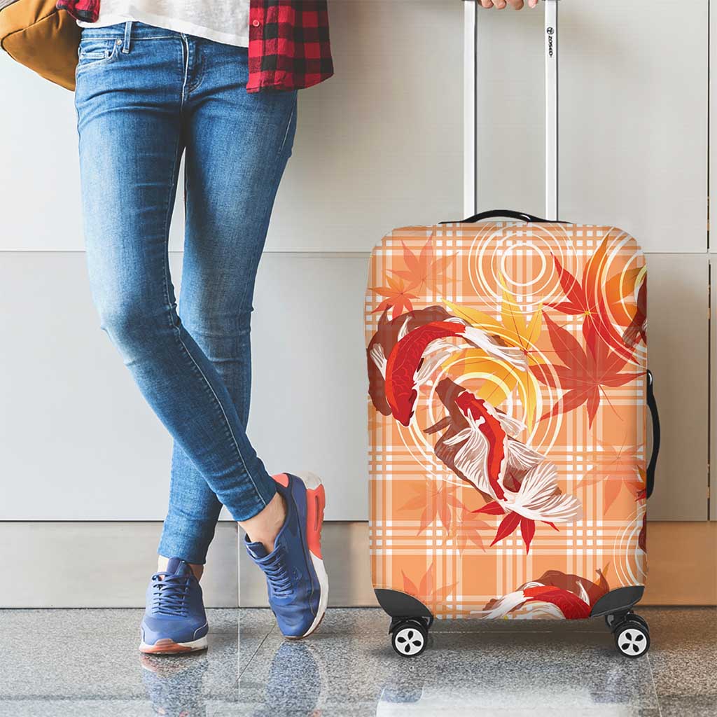 Orange Palaka Hawaii Aloha Luggage Cover Koi Pond Mix Japanese Maple - Polynesian Pride