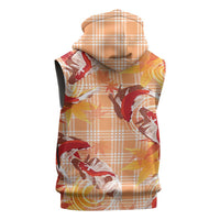 Orange Palaka Hawaii Aloha Sleeveless Zip Hoodie Koi Pond Mix Japanese Maple - Polynesian Pride