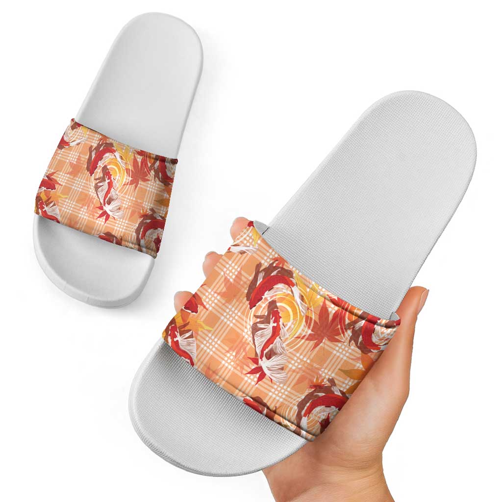 Orange Palaka Hawaii Aloha Slide Sandals Koi Pond Mix Japanese Maple - Polynesian Pride