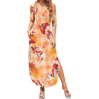 Orange Palaka Hawaii Aloha Summer Maxi Dress Koi Pond Mix Japanese Maple - Polynesian Pride