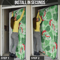 Lime Palaka Hawaii Aloha Door Cover Koi Pond Mix Monstera - Polynesian Pride