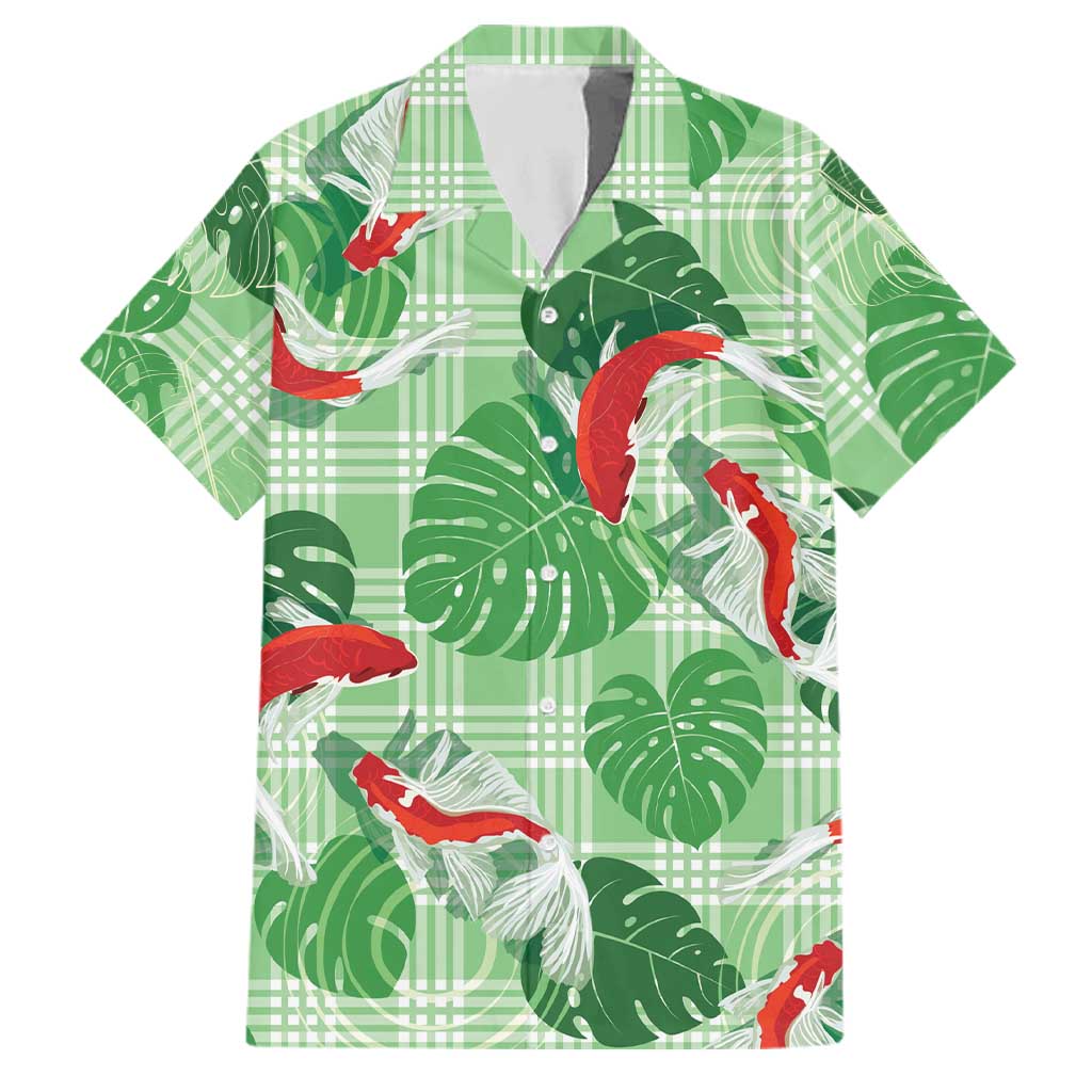 Lime Palaka Hawaii Aloha Family Matching Off The Shoulder Long Sleeve Dress and Hawaiian Shirt Koi Pond Mix Monstera LT7 Dad's Shirt - Short Sleeve Lime Green - Polynesian Pride