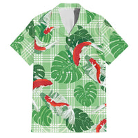 Lime Palaka Hawaii Aloha Family Matching Off The Shoulder Long Sleeve Dress and Hawaiian Shirt Koi Pond Mix Monstera LT7 Dad's Shirt - Short Sleeve Lime Green - Polynesian Pride