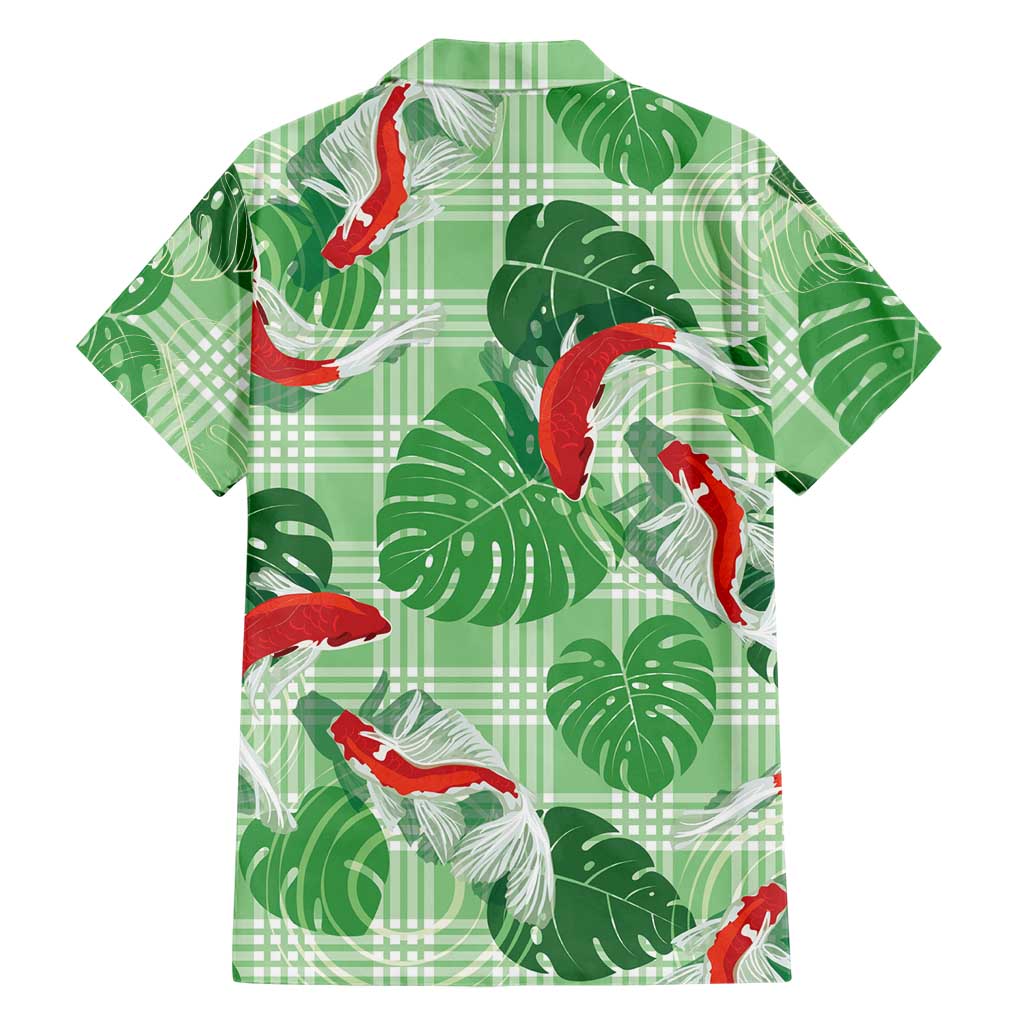 Lime Palaka Hawaii Aloha Family Matching Short Sleeve Bodycon Dress and Hawaiian Shirt Koi Pond Mix Monstera LT7 - Polynesian Pride