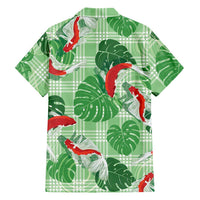 Lime Palaka Hawaii Aloha Family Matching Short Sleeve Bodycon Dress and Hawaiian Shirt Koi Pond Mix Monstera LT7 - Polynesian Pride
