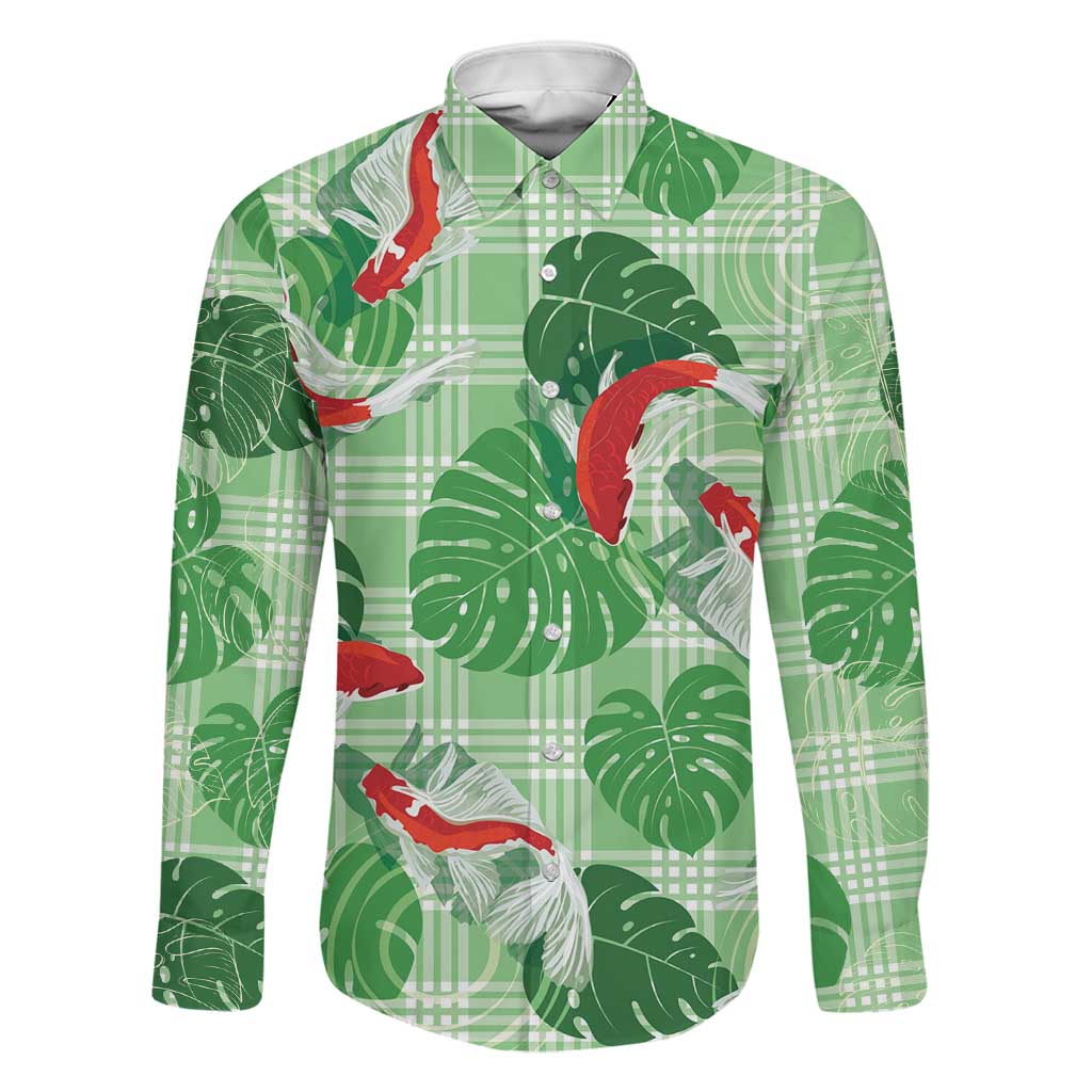 Lime Palaka Hawaii Aloha Family Matching Summer Maxi Dress and Hawaiian Shirt Koi Pond Mix Monstera - Polynesian Pride