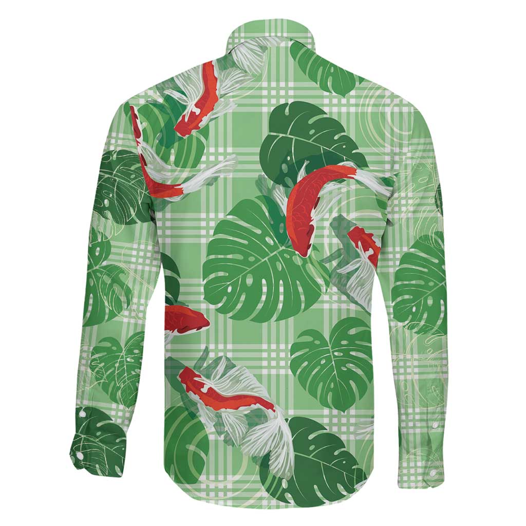 Lime Palaka Hawaii Aloha Family Matching Summer Maxi Dress and Hawaiian Shirt Koi Pond Mix Monstera - Polynesian Pride