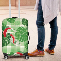 Lime Palaka Hawaii Aloha Luggage Cover Koi Pond Mix Monstera LT7 Lime Green - Polynesian Pride