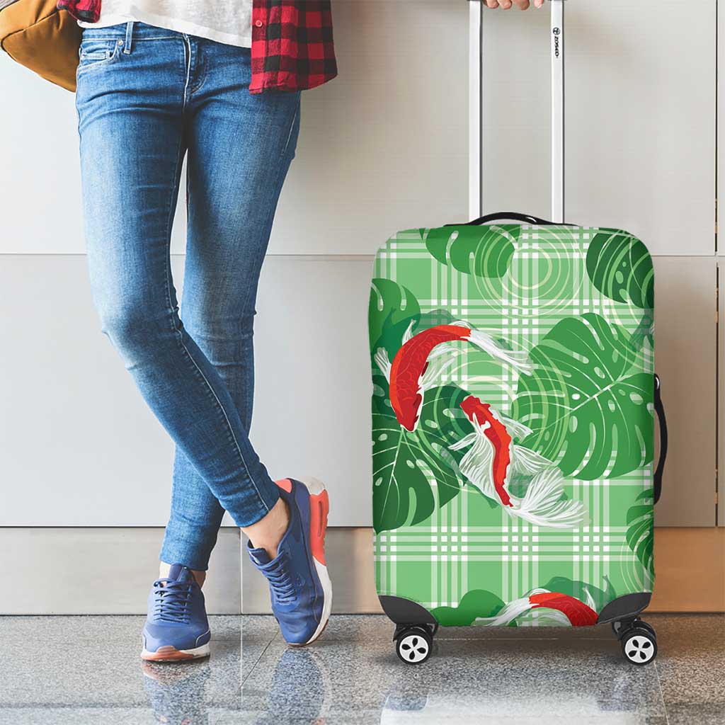 Lime Palaka Hawaii Aloha Luggage Cover Koi Pond Mix Monstera LT7 - Polynesian Pride