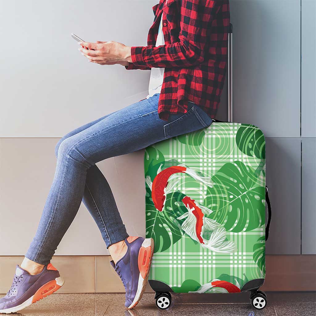 Lime Palaka Hawaii Aloha Luggage Cover Koi Pond Mix Monstera LT7 - Polynesian Pride