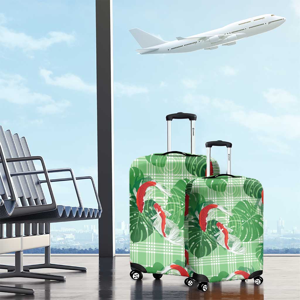Lime Palaka Hawaii Aloha Luggage Cover Koi Pond Mix Monstera LT7 - Polynesian Pride
