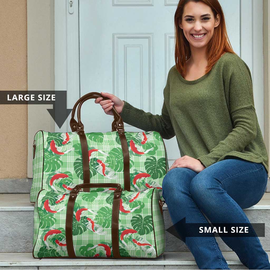 Lime Palaka Hawaii Aloha Travel Bag Koi Pond Mix Monstera - Polynesian Pride