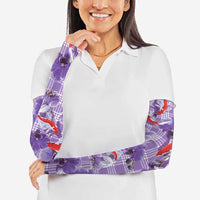 Lavender Palaka Hawaii Aloha Arm Sleeves Koi Pond Mix Orchids - Polynesian Pride