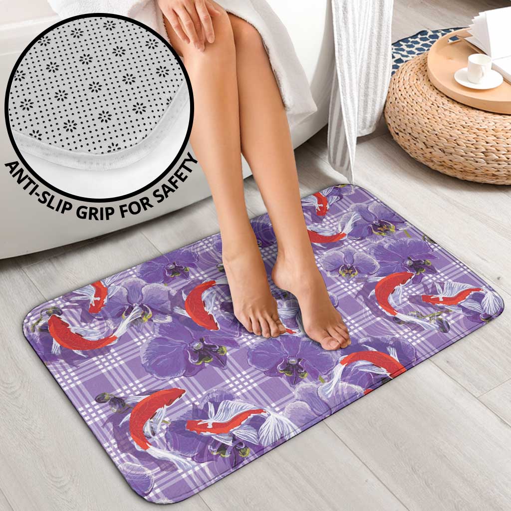 Lavender Palaka Hawaii Aloha Bathroom Set Koi Pond Mix Orchids - Polynesian Pride