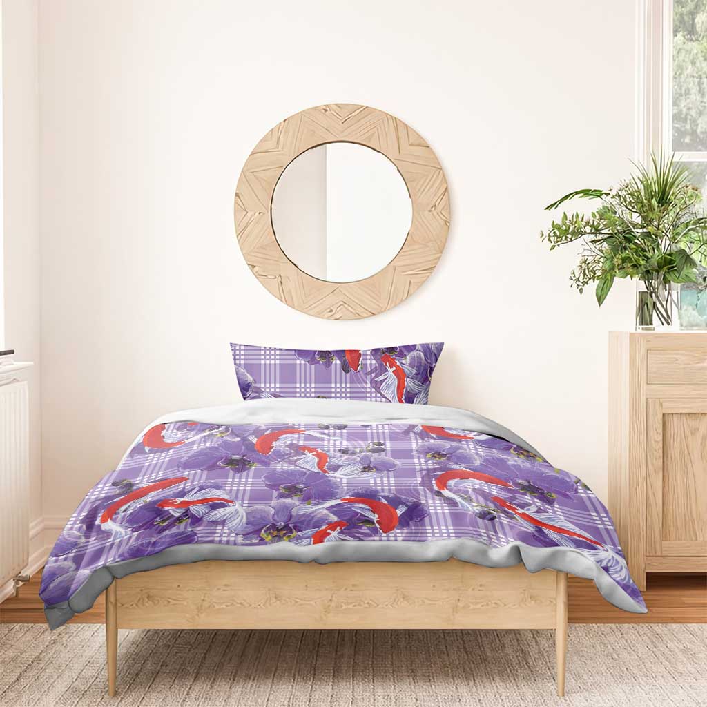 Lavender Palaka Hawaii Aloha Bedding Set Koi Pond Mix Orchids - Polynesian Pride