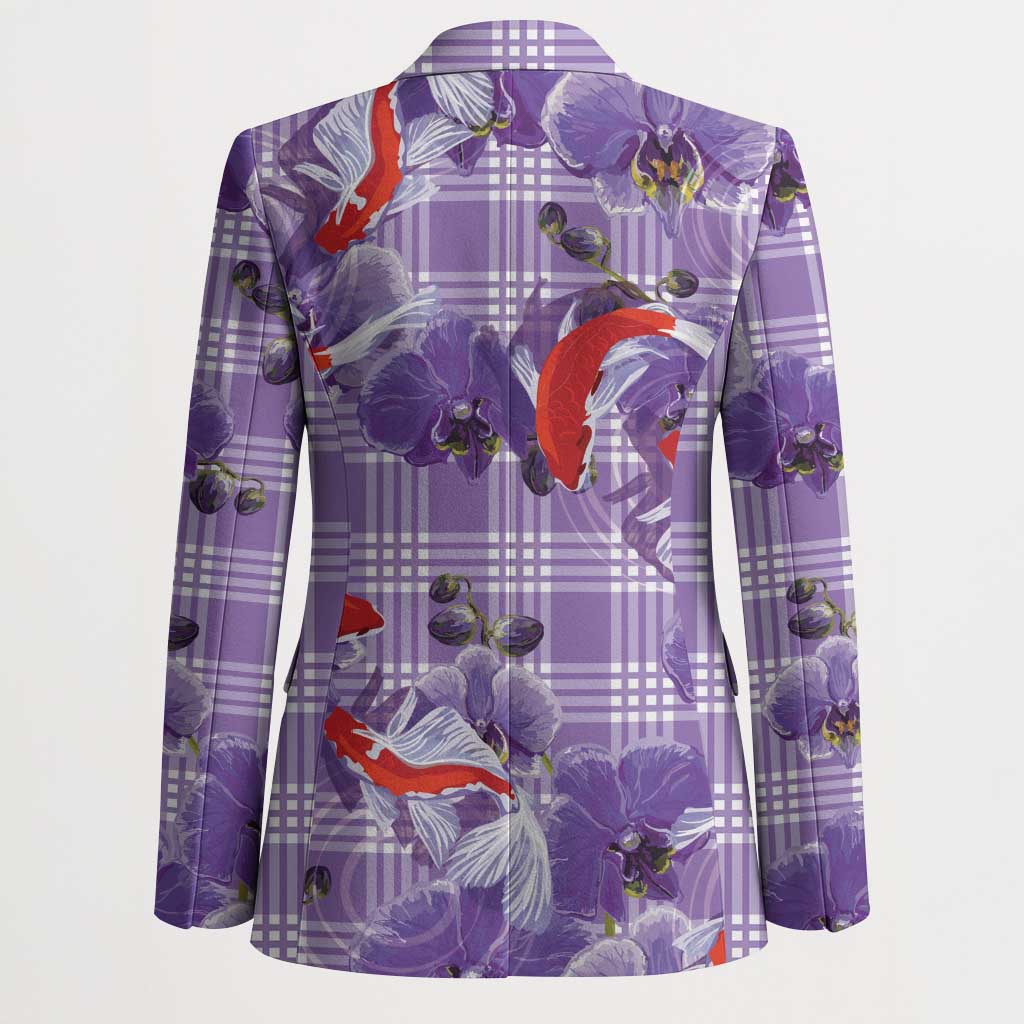 Lavender Palaka Hawaii Aloha Blazer Koi Pond Mix Orchids - Polynesian Pride