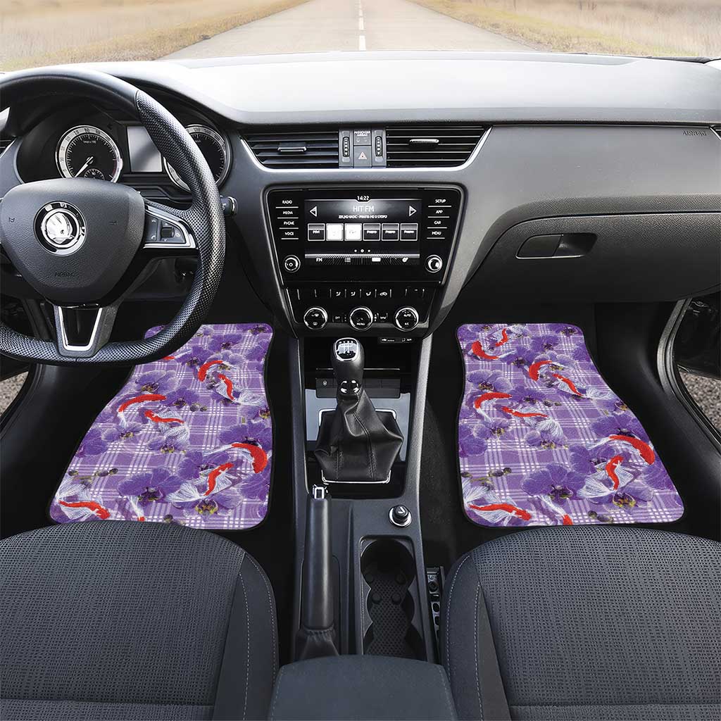 Lavender Palaka Hawaii Aloha Car Mats Koi Pond Mix Orchids - Polynesian Pride