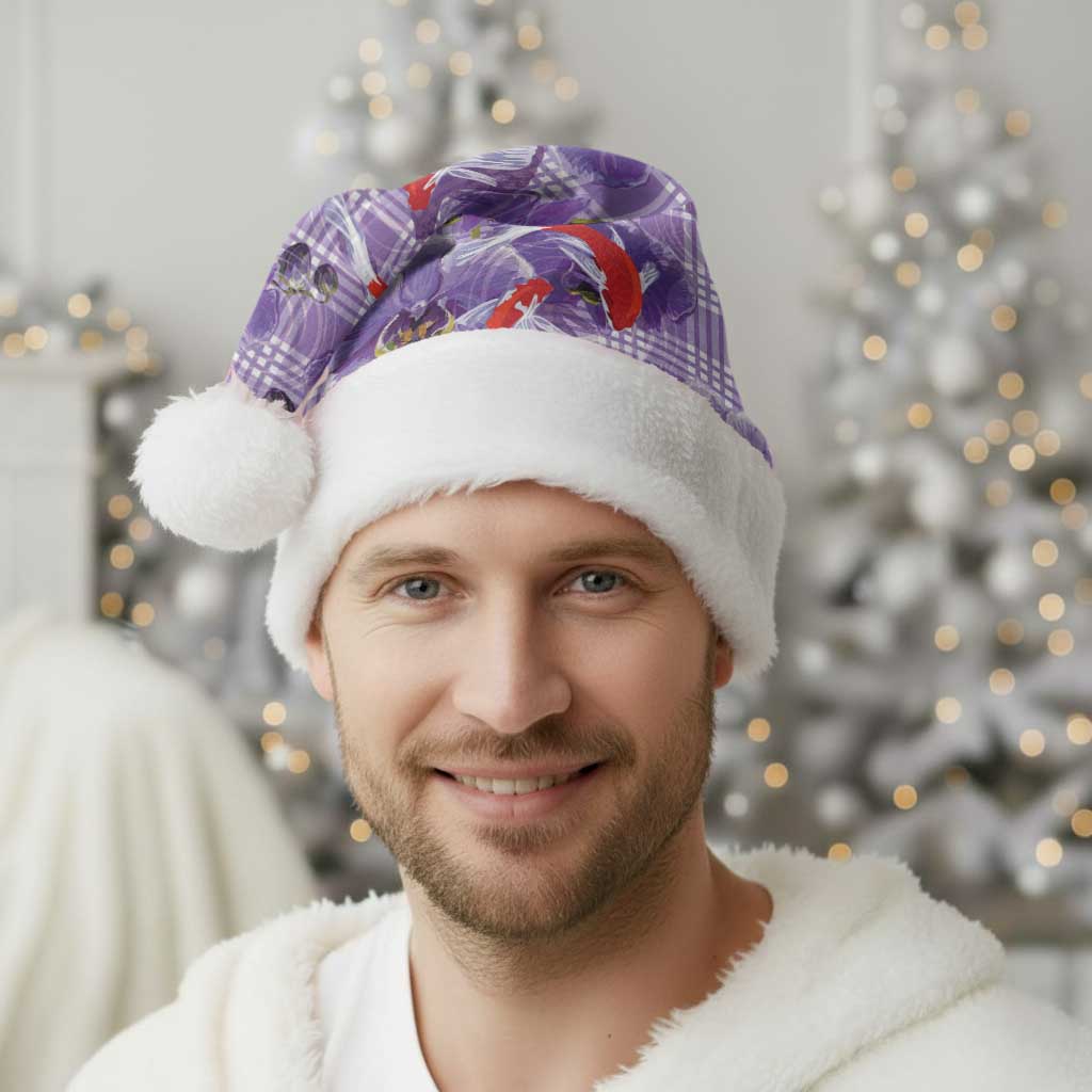 Lavender Palaka Hawaii Aloha Christmas Santa Hat Koi Pond Mix Orchids - Polynesian Pride