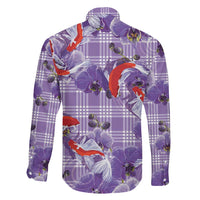 Lavender Palaka Hawaii Aloha Family Matching Tank Maxi Dress and Hawaiian Shirt Koi Pond Mix Orchids LT7 - Polynesian Pride