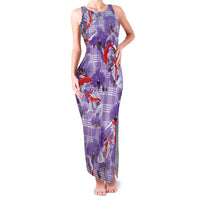 Lavender Palaka Hawaii Aloha Family Matching Tank Maxi Dress and Hawaiian Shirt Koi Pond Mix Orchids LT7 Purple - Polynesian Pride